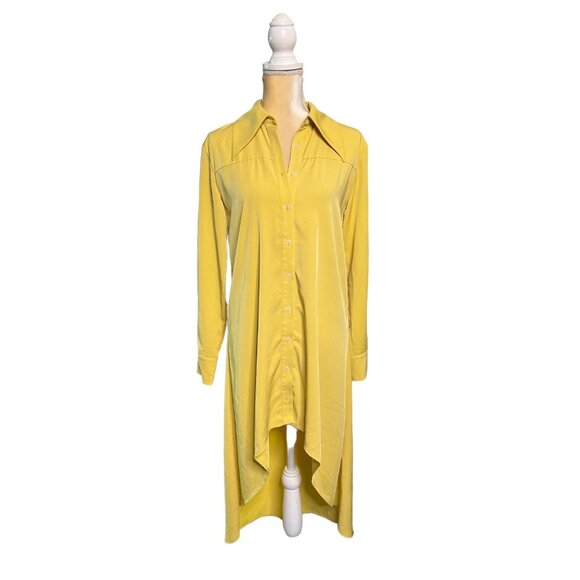 Song of Style Merrick Midi Shirt Dress Size Xs Extra Small Yellow Long Sleeve - Picture 1 of 9